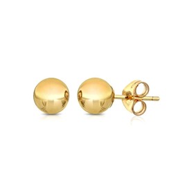 Pori Jewelers Premium 14K Yellow Gold 6MM Ball Stud Earrings - Butterfly Backings