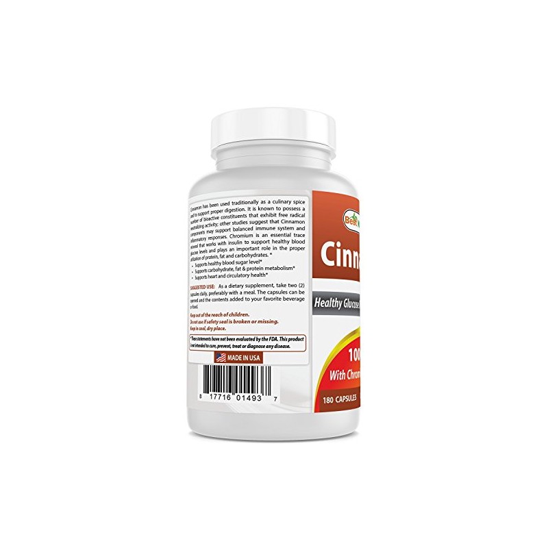 Best Naturals Cinnamon 1000 mg with Chromium 200 mcg 180