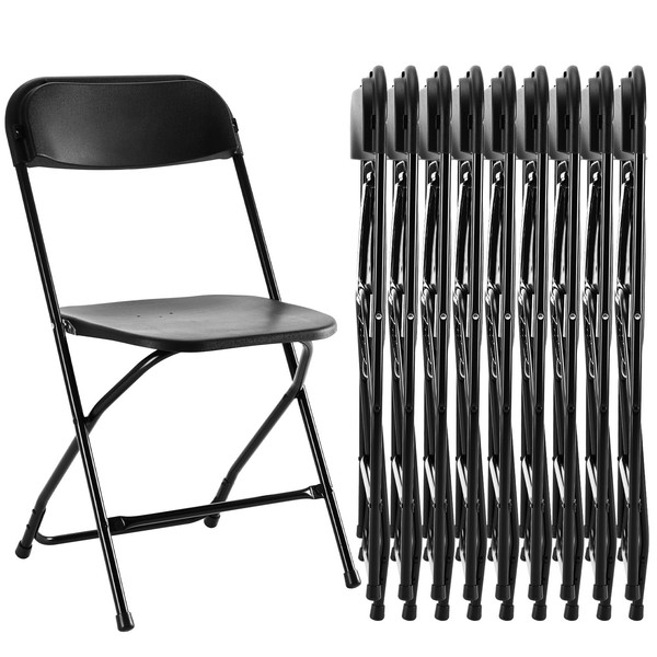 Sweetcrispy Folding Chair 10 Pack, Plastic Foldable Chairs with 330-Pound