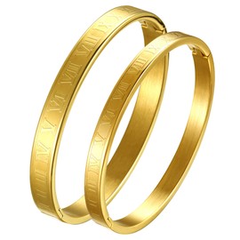 OIDEA Couple Bracelet Stainless Steel Curb Chain Bracelet with Engraving, Gold Rose Gold Silver Bangle Couple Bangle Partner Bracelets Jewellery Gift for Lovers Women Men Couples Valentine's Day,