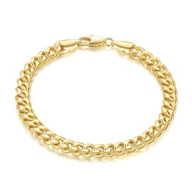 ERIN MARIE 14K Gold Bracelets for Women & Men Classic Dense Cuban Link Bracelet for Men Women’s Gold Chain Bracelets Gold Jewelry Gifts 6.5'' 7'' 7.5'' 8'' 9''