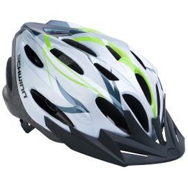 Schwinn Traveler Bike Helmet for Adult Men and Women, Ages 14 and Up with Suggested Fit 52-58 cm, Dial Fit Adjustment, Detachable Visor, Bike and Cycling Accessories, White/Green