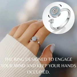 Halukakah 18K Gold Plated/Platinum Plated Anxiety Spinner Ring: Stylish Diamond Heart Stress Relief Jewellery with Pearl Spinner, Himalayan Salt Added, Adjustable, Gift for Women, Teens, and Mother,