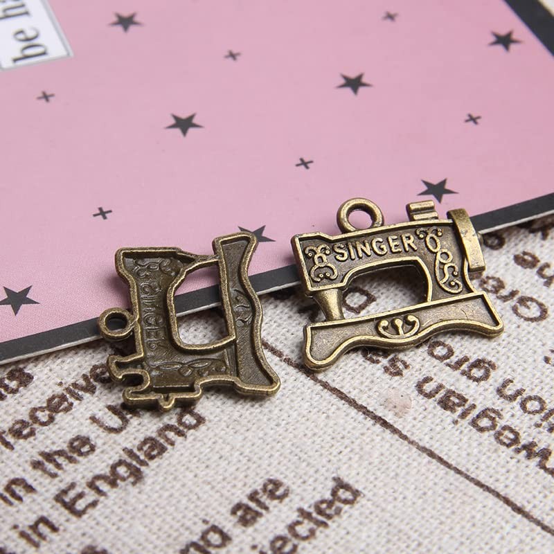 Wixine 20Pcs Singer Sewing Machine Charms Antique Silver Tone 22