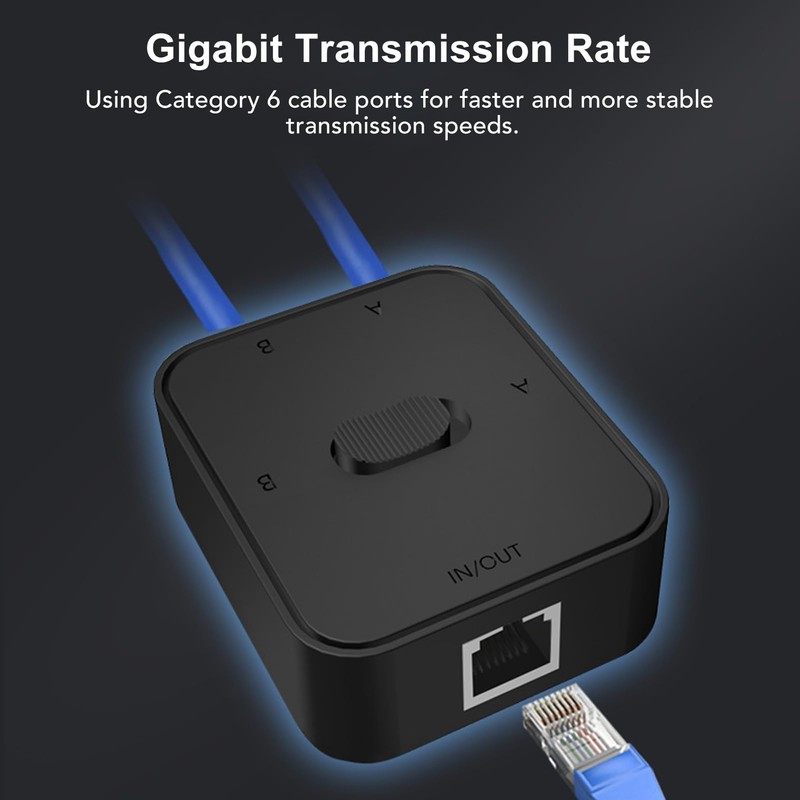 Gigabit Network Switch, RJ45 CAT6 2 Ports Network Switch Splitter