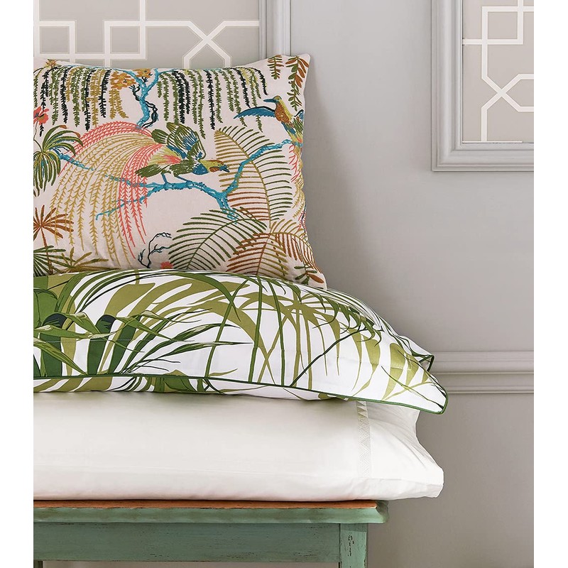 Sanderson PALM HOUSE PILLOW CASE OXF BOTANICAL GREEN, Gray, Standard