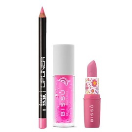 Labial Magico Rosa con Manteca de Karite, Brillo Labial Magico con Aroma a Sandia de Bissu y Delineador IVY Pink  Libre de Crueldad Animal y Parabenos