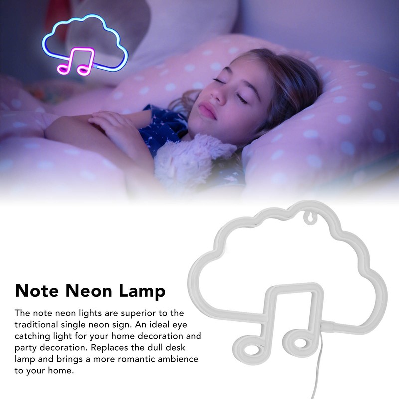 LED Neon Sign Note Shaped PVC USB Battery Power Supply