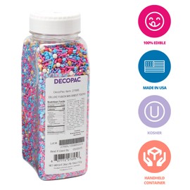 DECOPAC Sweet Tooth Deluxe Fusion Mix, 26oz, Fancy Candy Sprinkles in Handheld Container, Edible Sprinkles For Celebration Cakes, Cupcakes, Cookies and Donuts, Multicolored - Pink, Purple, Blue