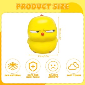 Anti-Stress Toy, Yellow Chick Squeeze Toy, Squishy Squeeze Toy, Fidget Toys, Squeeze Toy, for Stress Relief and Relaxation, for Children and Adults