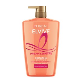 L'Oréal Paris Elvive Dream Lengths Shampoo for Long Damaged Hair 1L | With Vegetal Keratin, Castor Oil, Helps Repair, reinforce fragile lengths, Seals Split Ends. XXL Shampoo format