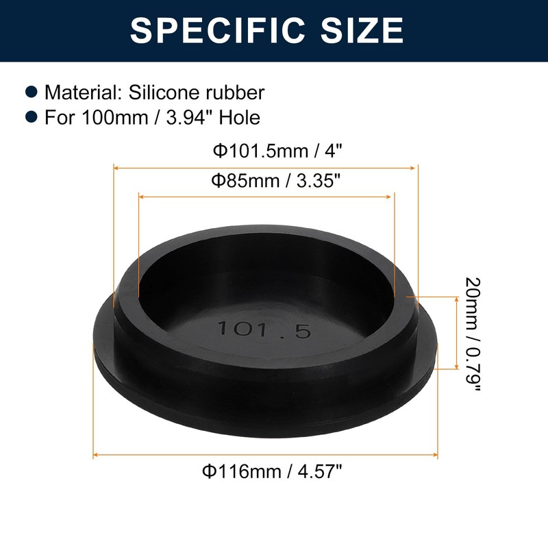 sourcing map 1 Pcs Black Plug Holes, Waterproof Rubber Button