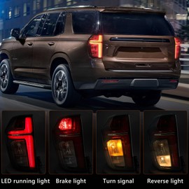 FIONE Tail Lights Compatible with Chevy Tahoe Suburban 2021 2022 2023 with LED Running Lights Rear Tail Light Brake Lamp Assembly Left Driver Side LH