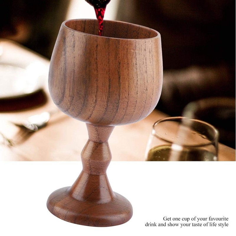 VIFERR Wooden Goblet Vintage Wooden Wine Goblet First Class Natural