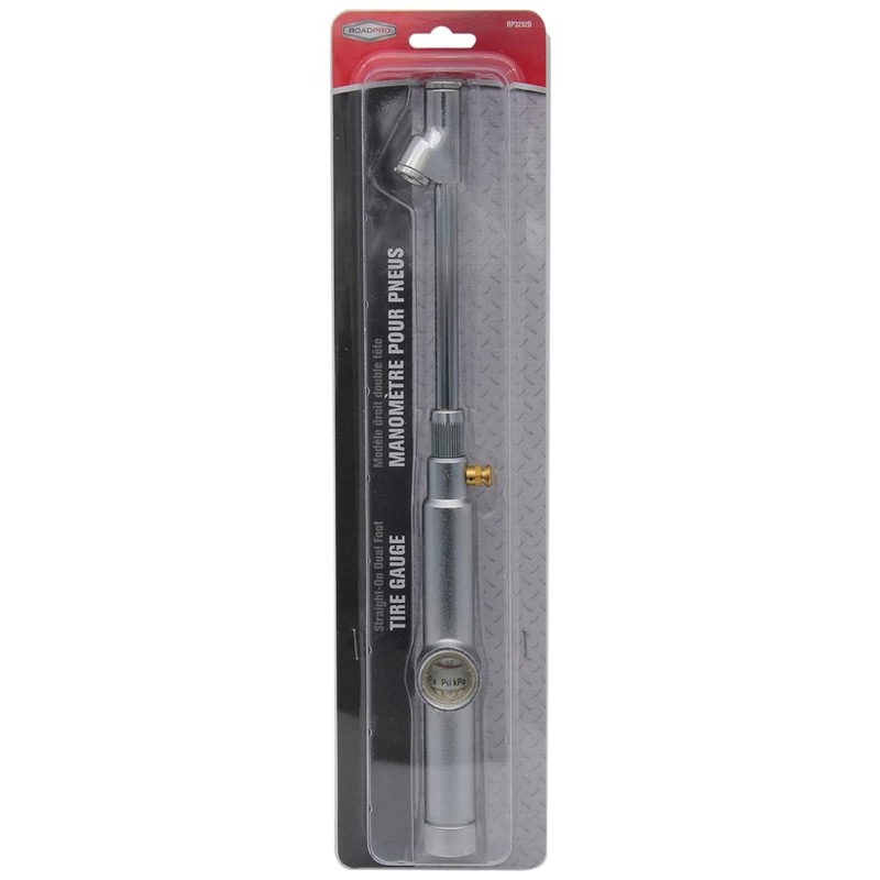 RoadPro RP3292D 12" Straight-On Dual Foot Tire Gauge with Bleeder