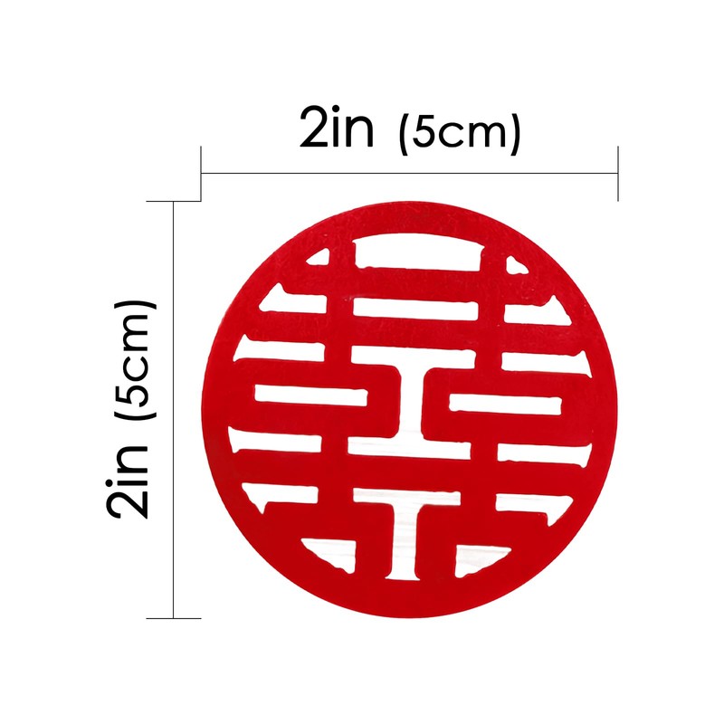 HannaFires 30PCS Traditional Round Mini Double Happiness Wedding Decorations -