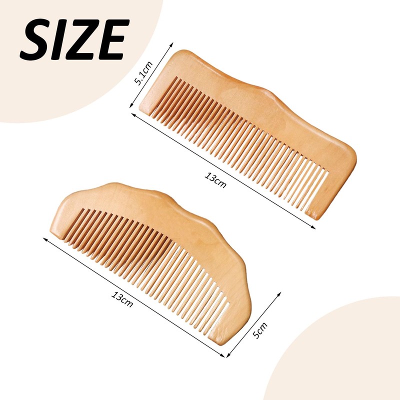 2 Pieces Wooden Massage, Antistatic Design, Acupuncture Massage Comb, Hair