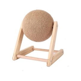Cat Scratching Ball Cat Scratcher Toy Cats Scratcher Post Natural Sisal, Durable Wood Base, Interactive Cat Scratcher Post for Furniture Protection