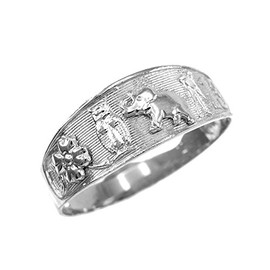 Solid 925 Sterling Silver Good Luck Charm Ring (Size 12)