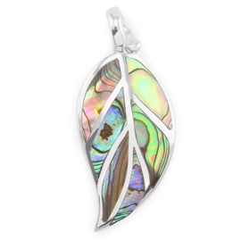 Monkimau Women's Pendant Leaf 925 Sterling Silver Genuine Silver with Mother of Pearl, Silver