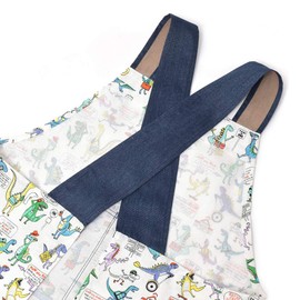 Colorful Candy Style N7900410 Children's Apron with Crossed-in-Back Straps, Slip-On, Kids, Boys, Set includes Bandanna-Style Head Covering, 39.4 - 47.2 inches (100 - 120 cm), Dino-Town is a Busy Place