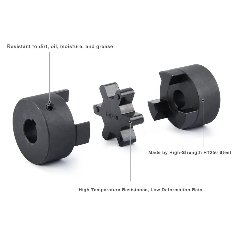 1/2" to 5/8" L075 Flexible 3-Piece L-Jaw Coupling Set &