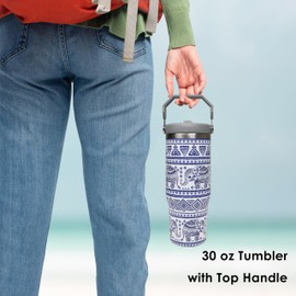 Sps ssion 30 oz Elephant Flip Straw Tumbler with Top Handle for Elephant Lover Insulated Resuable Vacuum Tumbler with Flip Straw and Handle for Home Office Car Dishwasher Safe Elephant