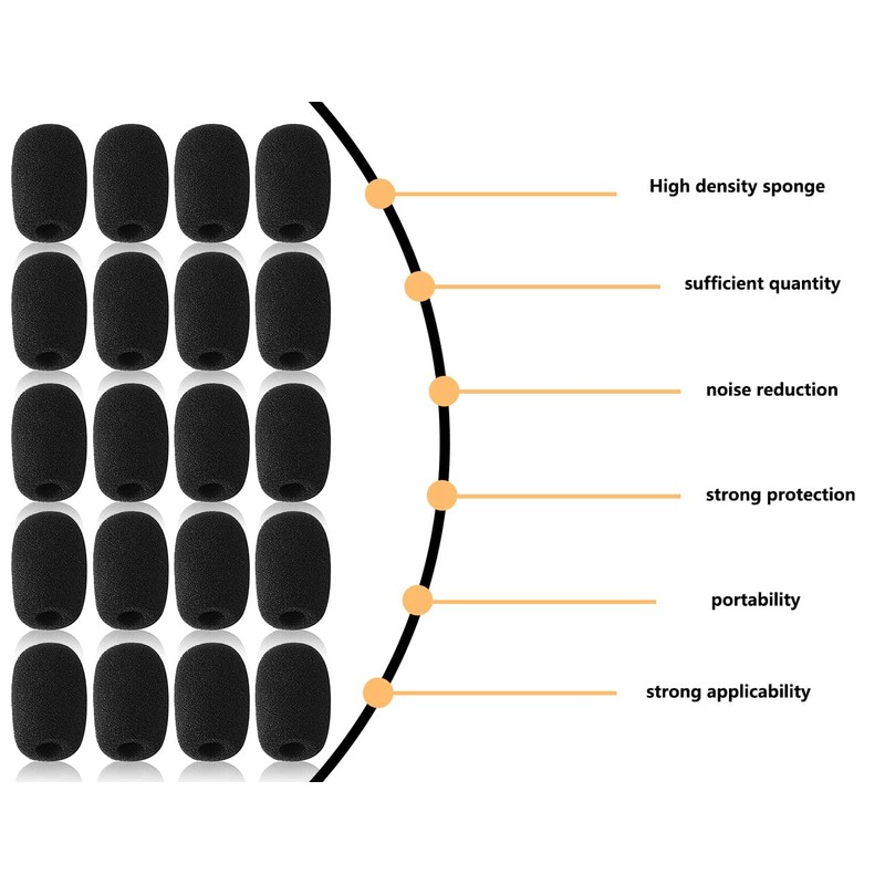 ZoeTekway Pack of 20 Black Pop Protection Headphones Microphone Foam