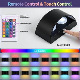 Led Wall Light Battery Operated Wall Sconce, 6000mAh USB Rechargeable Wireless Wall Sconces with Remote, 16 Colors Dimmable Wall Mounted Lamp Black Indoor Magnetic Wall Sconces for Bedroom Living Room