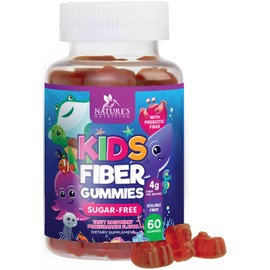 Kids Fiber Gummies 4g – Sugar-Free, Plant-Based Fiber Supplement with Prebiotics - Supports Digestion, Regularity, & Immune Health – Natural Berry Flavor, Vegan, Gluten-Free Gummy Bears – 60 Gummies