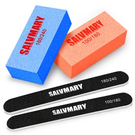 Nail Files and Buffers Set, 100/180 & 180/240 Grit Double Sided Emery Boards Nail File and Nail Buffer Blocks for Nails Manicure Tools Kit 4Pcs
