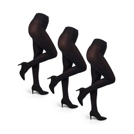 Basic Treasure Pack of 3 Tights for Women 40 Denier Fine Tights Microfibre Black Tights Women, black