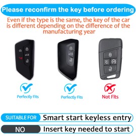 Tukellen for Volkswagen Leather Key Fob Cover Compatible with VW MK8 Golf/GTI Skoda Octavia Remote Protector Jacket Keyless Entry (Red)
