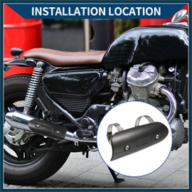 TUCKBOLD Muffler Heat Guard with Clamp/Exhaust Pipe Head Shield Cover for Motorcycle/Heat Insulation Carbon Fiber 145x62mm / 1 Set Black Automotive Parts