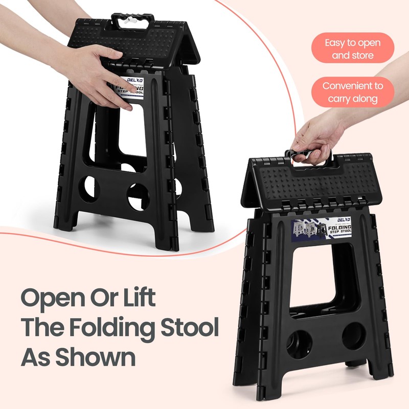 Delxo Folding Step Stool 16 Inch,Non-Slip Foldable Stools for Adults