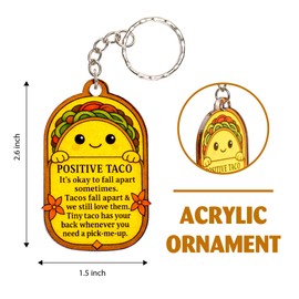 Rusaten Positive Tacos Keychain Inspirational Gifts For Women Men, Positive Tacos Gifts For Women, Birthday Valentine Emotional Support Gift For Teacher, Mom, Dad, Daughter, Friend, Coworker