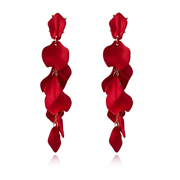 XYAYOU Acrylic Petal Dangle Earrings Long Drop Rose Flower Earrings