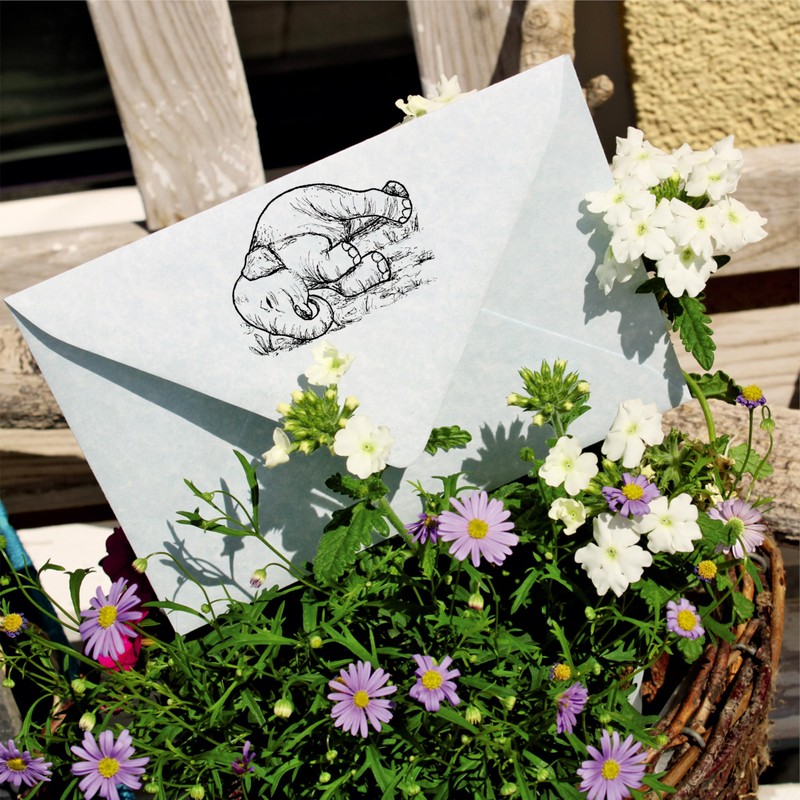 Dekolando Motif Stamp Elephant Sleeps – Stamp Animals Wooden Stamp