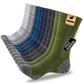 Heatuff Mens Crew Socks, 6 Pairs Cotton Boot Cushioned Socks，Moisture-Wicking Work & Athletic Socks