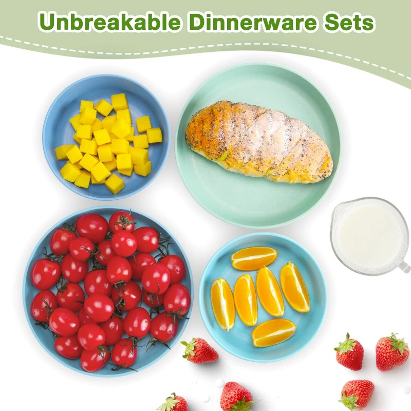 Mfacoy Wheat Straw Kids Plates and Bowls Set, Unbreakable Kids