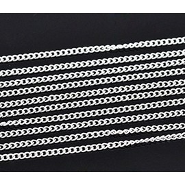 2 Metres Silver Plated Curb Open-Link 3mm x 2.2mm Chain for Jewellery Crafts Making, Decoration, Necklaces