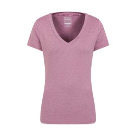 Mountain Warehouse Vitality Womens V Neck Tee - Lightweight T-Shirt, Breathable, High Wicking, Easy Care Ladies Tee Shirt - Ideal for Travelling, Gym, Outdoors Berry Women's Size 8