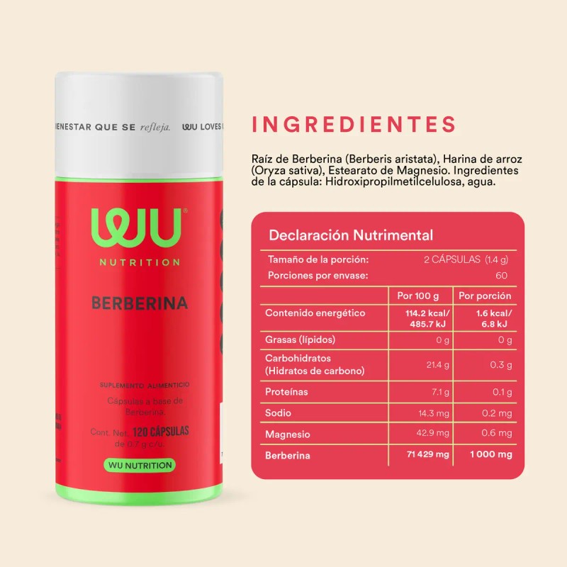 Suplemento Berberina Pura Nutrition 120 Capsulas Sabor Meses Consumo Bienestar