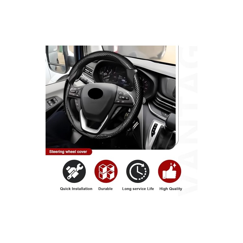 3pcs Universal Carbon Fiber Steering Wheel Cover - Anti-Slip &