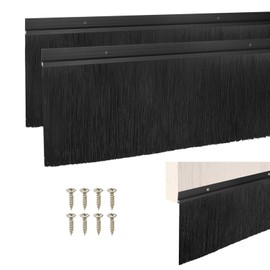 M METERXITY 2-Pack Door Brush Bottom Sweep, 39" L x 6.9" W H-Shape Aluminum Alloy Base with 5.9" Nylon Brush for Industrial/Home/Garage Door Seal, Strong Adhesive Weather Stripping [Black]