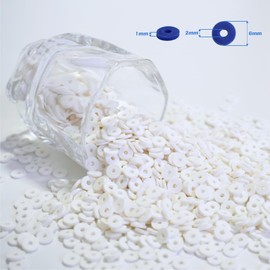 Jabrand 2000pcs Clay Beads for Bracelet Making, 6mm Polymer Clay Beads Kit Heishi Beads for Jewelry Making Crafts DIY (White)