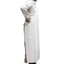 KLEEN HANDLER Waterproof TPU Bib Apron with Adjustable Neck, White, 7.8 Mil