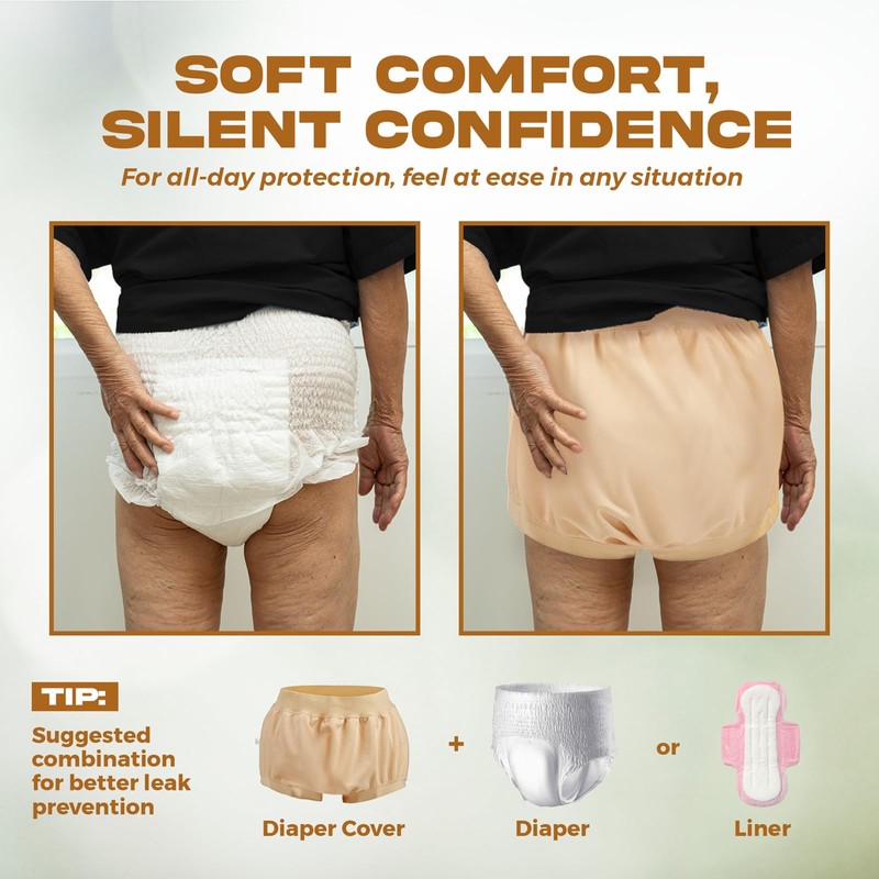 AQX Adult Diaper Cover Waterproof High Waist Reusable Incontinence Pants