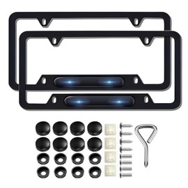 2 Pcs Black License Plate Frames Compatible with xfl Metal Aluminum License Plate Covers Protector Holder Screw caps Cover Set