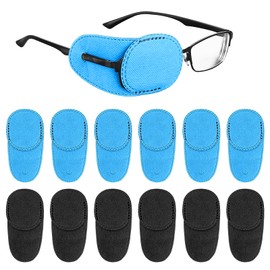 TIESOME Pack of 12 Eye Patches for Glasses, Reusable Eye Glass Cover, Non-Woven Fabric Eye Patches for Adults, Children, Right & Left Eye Patches for Lazy Eyes, Amblyopia, Strabismus